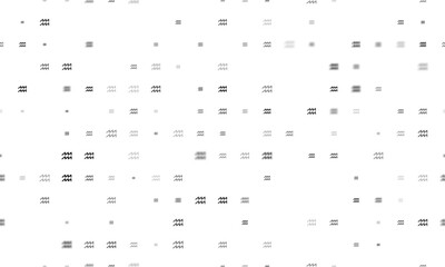 Seamless background pattern of evenly spaced black zodiac aquarius symbols of different sizes and opacity. Vector illustration on white background