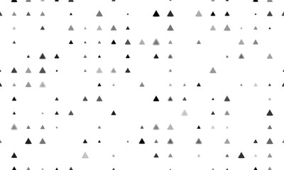 Seamless background pattern of evenly spaced black cone symbols of different sizes and opacity. Vector illustration on white background