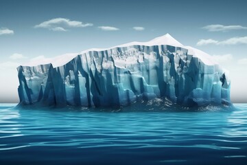 Oceanic iceberg showing visible underwater portion, symbolizing global warming. 3D illustration. Generative AI