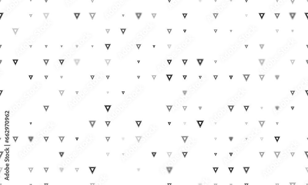 Poster seamless background pattern of evenly spaced black give way signs of different sizes and opacity. il