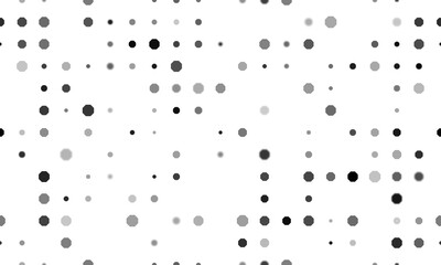 Seamless background pattern of evenly spaced black octagon symbols of different sizes and opacity. Illustration on transparent background