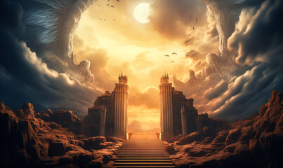 Divine Entry: The Gates of Heaven Awaiting the Departed