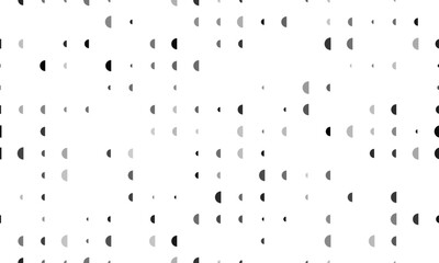 Seamless background pattern of evenly spaced black semicircle symbols of different sizes and opacity. Vector illustration on white background