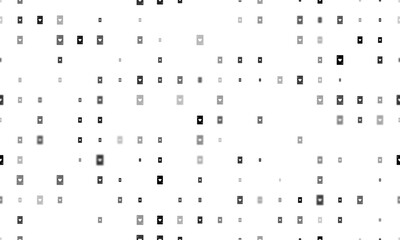 Seamless background pattern of evenly spaced black ace of heart cards of different sizes and opacity. Illustration on transparent background