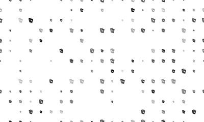 Seamless background pattern of evenly spaced black two aces symbols of different sizes and opacity. Illustration on transparent background