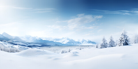 Snow winter forest background, with copy space