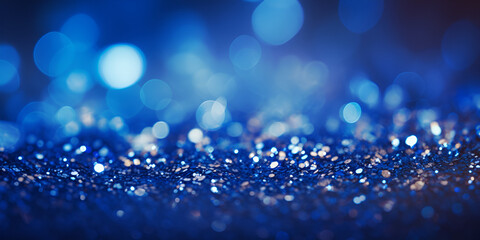Blue sapphire glitter bokeh background - obrazy, fototapety, plakaty