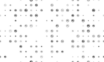 Seamless background pattern of evenly spaced black truck traffic signs of different sizes and opacity. Vector illustration on white background