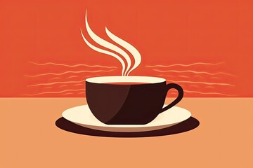 Obraz premium Minimalist Coffee Graphic: Simplified & Warm design for Coffee Shop Loyalty Card, generative AI