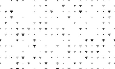 Seamless background pattern of evenly spaced black buffalo head symbols of different sizes and opacity. Illustration on transparent background
