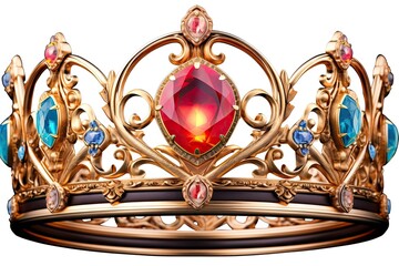 Royal Golden Crown Clipart: Majestic Crown Encrusted with Gemstones for a Regal Touch, generative AI