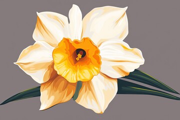 Daffodil Flower Icon: A Vibrant, Spring-like Symbol for Gardening Guidebook Cover, generative AI