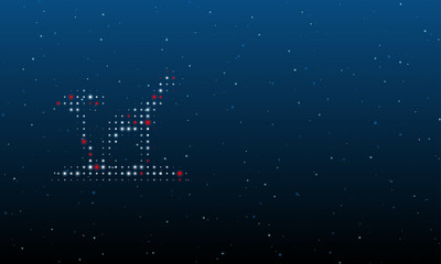 On the left is the giraffe symbol filled with white dots. Background pattern from dots and circles of different shades. Vector illustration on blue background with stars