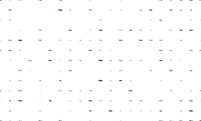 Seamless background pattern of evenly spaced black tilde symbols of different sizes and opacity. Illustration on transparent background
