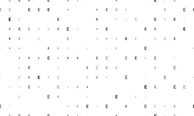 Seamless background pattern of evenly spaced black capital letter E symbols of different sizes and opacity. Vector illustration on white background