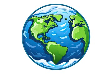 Environmental Awareness Sticker: Simple & Clean Graphic of Earth for Earth Day, generative AI
