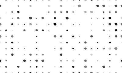 Seamless background pattern of evenly spaced black aspen leafs of different sizes and opacity. Illustration on transparent background