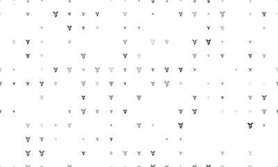 Seamless background pattern of evenly spaced black goat head symbols of different sizes and opacity. Vector illustration on white background - obrazy, fototapety, plakaty