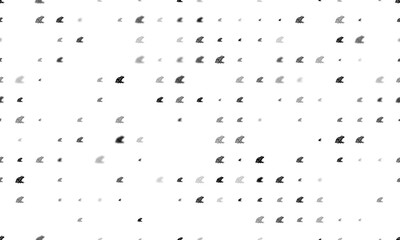 Seamless background pattern of evenly spaced black frog symbols of different sizes and opacity. Vector illustration on white background