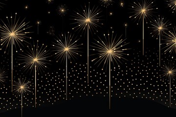 New Year's Eve Party Invitation: Simplified Minimalist Fireworks Design - Modern and Stylish Celebration Theme, generative AI - obrazy, fototapety, plakaty