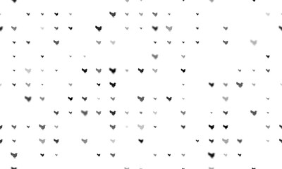 Seamless background pattern of evenly spaced black bird symbols of different sizes and opacity. Illustration on transparent background