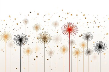 New Year's Eve Party Invitation: Simplified & Modern Fireworks Design for a Minimalist Celebration, generative AI