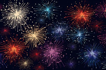 Fototapeta na wymiar New Year's Eve Party Invitation: Vibrant, Minimalist Fireworks Transformed into Streaks, generative AI