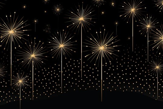 New Year's Eve Party Invitation: Simplified Minimalist Fireworks Design - Modern and Stylish Celebration Theme, generative AI