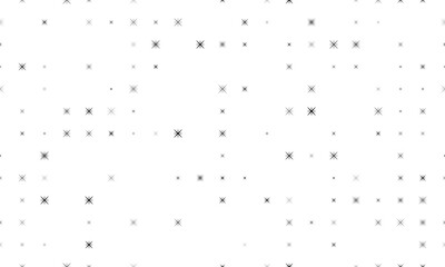 Seamless background pattern of evenly spaced black star symbols of different sizes and opacity. Illustration on transparent background
