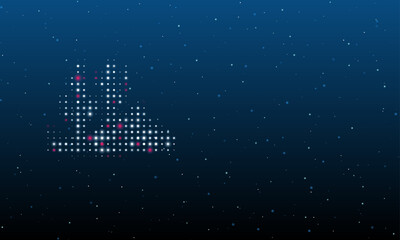 On the left is the wild cactus symbol filled with white dots. Background pattern from dots and circles of different shades. Vector illustration on blue background with stars