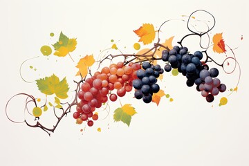 Grapes Abstracted: Minimalist Vineyard Wine Tasting Invitation Design, generative AI - obrazy, fototapety, plakaty