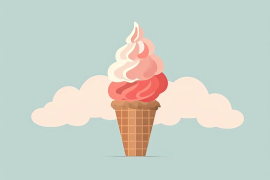 Ice Cream Cone Minimalist Design for Summer Event Poster: Simplified and Striking, generative AI