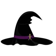 Cartoon witch hat.  Halloween party costume element. Vector illustration