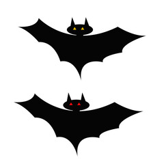 Halloween bats. Cartoon black silhouettes vector illustration