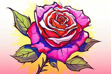 Valentine's Day Rose Clipart: Exaggerated and Vibrant Rose Illustrations for Greeting Cards, generative AI