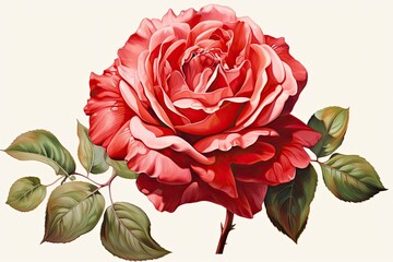 Rose Clipart: Exquisite Blooming Red Rose with Unfurling Petals, generative AI