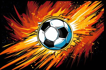 Soccer Ball Clipart: Dynamic Player Takes Powerful Shot with Spinning Ball Towards Goal, generative AI