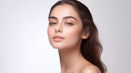 Fototapeta premium beauty portrait of a cool female brunette model against white background