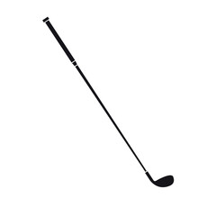 Vector flat black golf stick isolated on white background