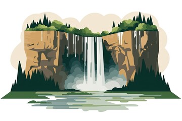 Waterfall Icon for National Park Guidebook: Abstract & Minimalistic Artistic Representation, generative AI