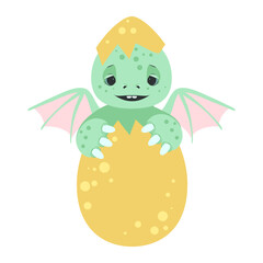 dragon hatched from an egg. Symbol of 2024 year.