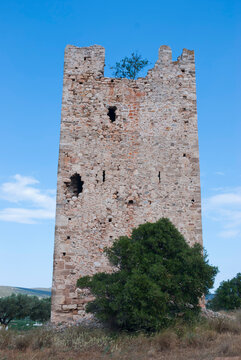 Athens, Greece / September 2023: Thirteenth century Frankish tower of the De LaRoche monarch in Athens. Medieval Greece. 
