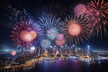 Naklejka premium Wonderful Firework Shells for celebrating Happy New Year by Generative AI