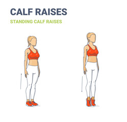 Girl doing Calf Raises Exercise. Woman Home Workout Guidance