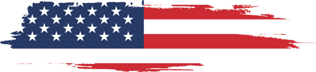 Flag of USA in brush stroke background