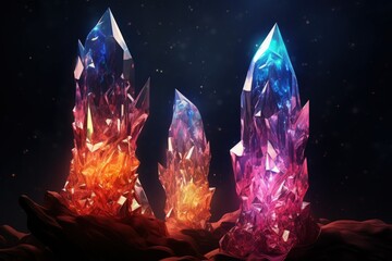 Mysterious crystalline beings, made entirely of sparkling gemstones - Generative AI - obrazy, fototapety, plakaty