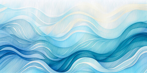 Fototapeta premium Blue and white abstract sky clouds texture. Wavy background for ocean wave abstract graphics. Winter snow web, mobile backdrop. Cold weather frozen water travel illustration