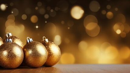Golden Tinsel and Glittering Ornaments Christmas Background