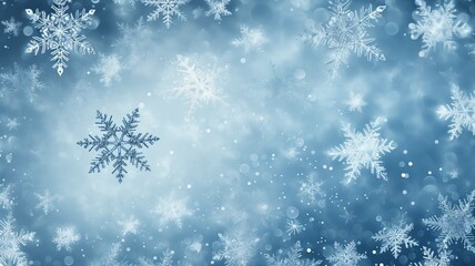 Fototapeta na wymiar Icy Blue and Silver Snowflakes Background