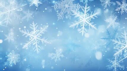 Fototapeta na wymiar Icy Blue and Silver Snowflakes Background